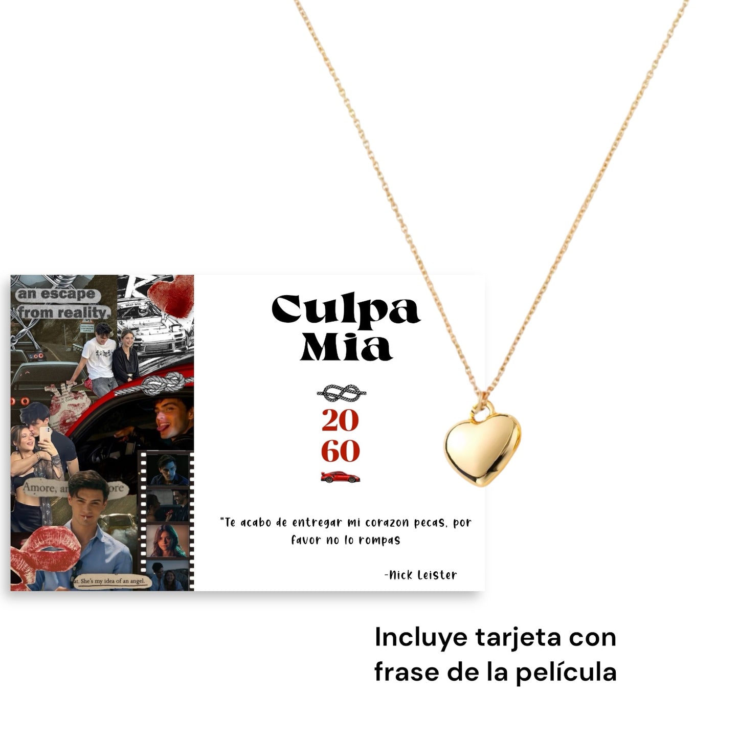 Collar Corazón Culpa Mia + caja regalo
