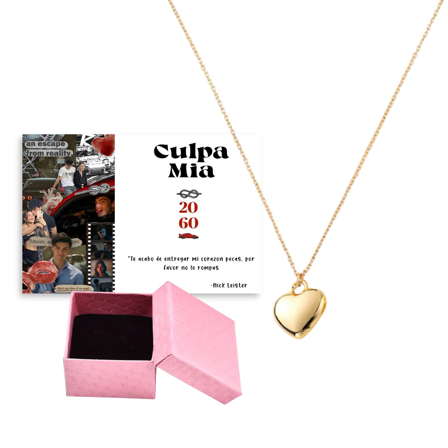 Collar Corazón Culpa Mia + caja regalo
