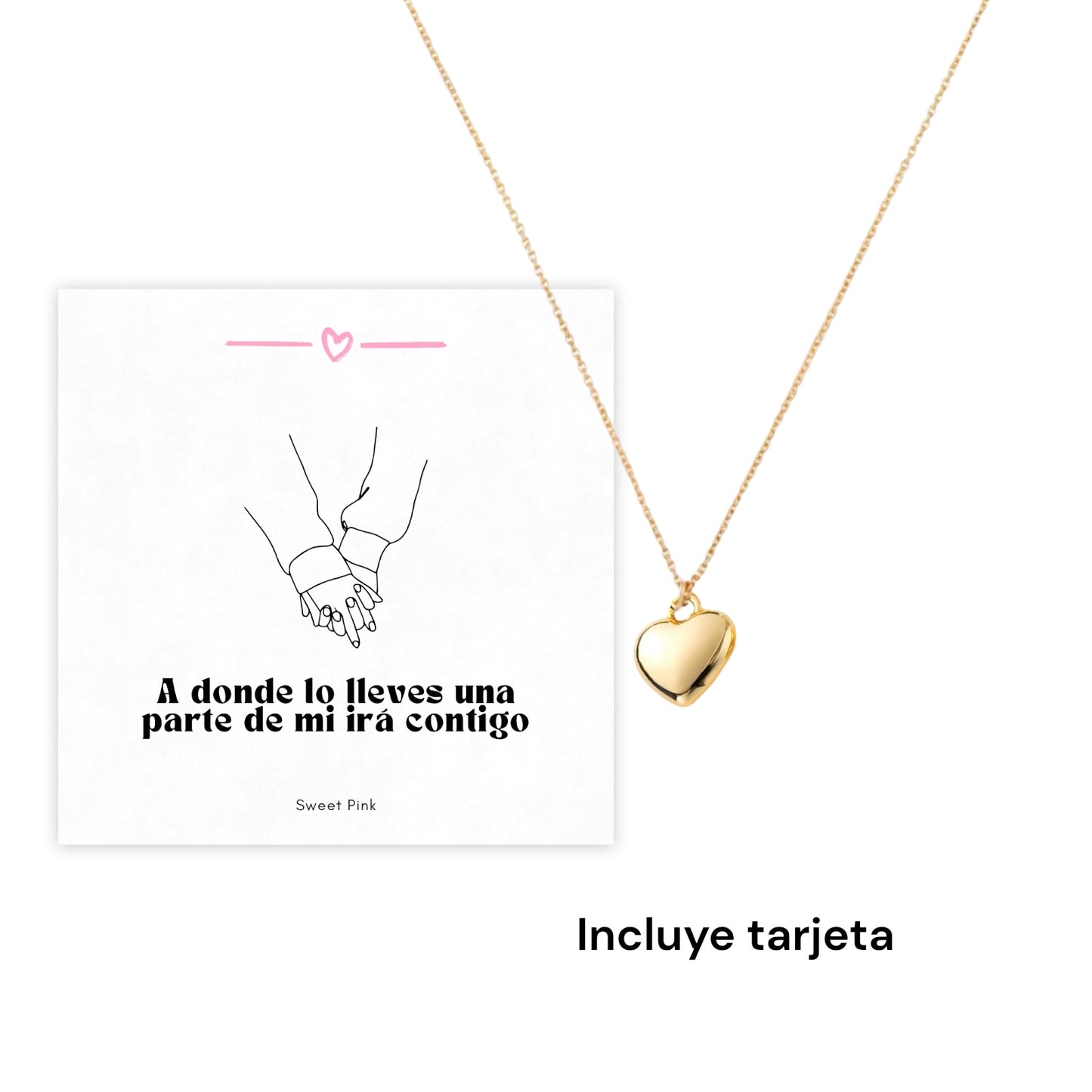 Collar corazón gold + caja de regalo