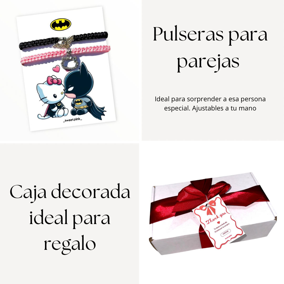 Pulseras Tejidas Batman y Hello kitty