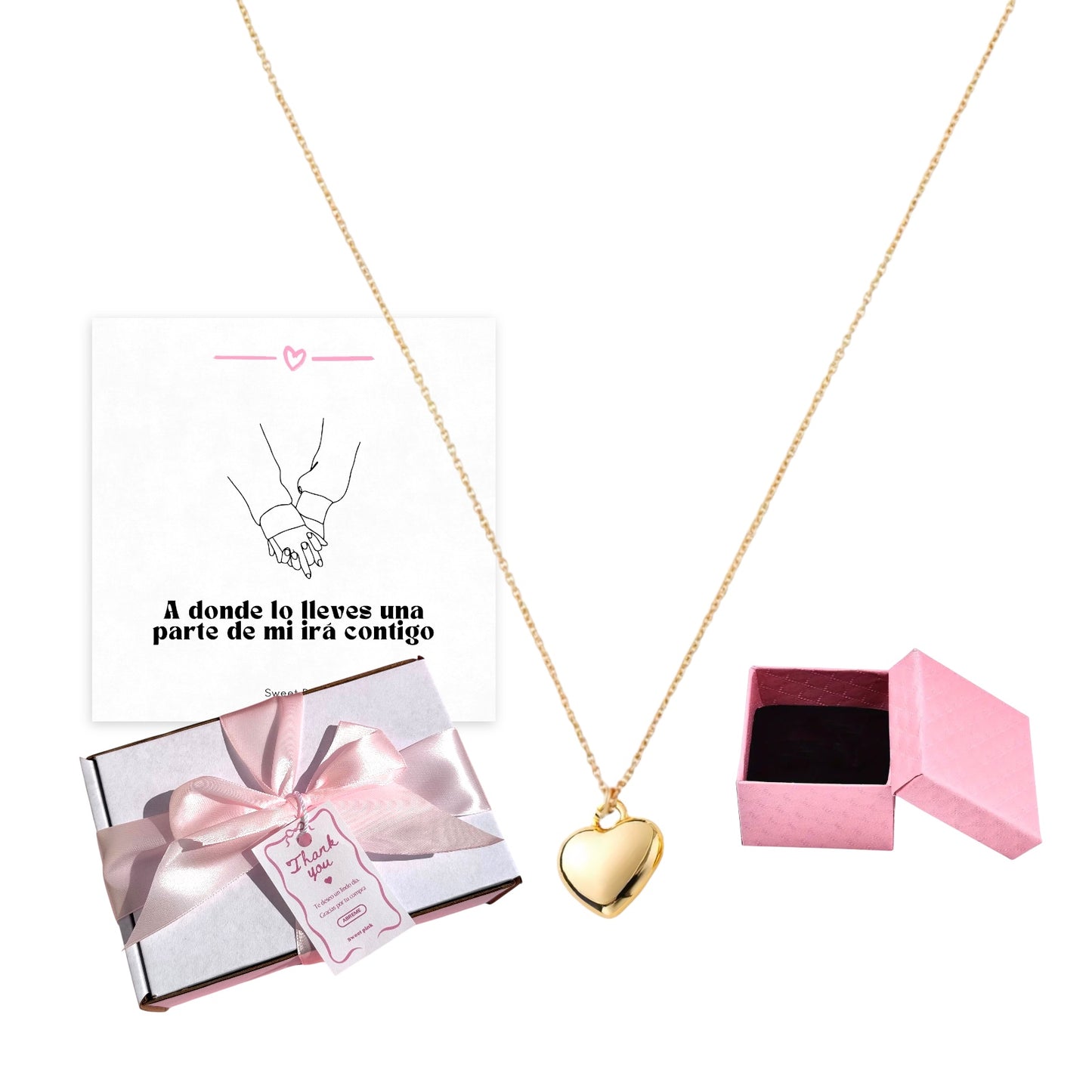 Collar corazón gold + caja de regalo