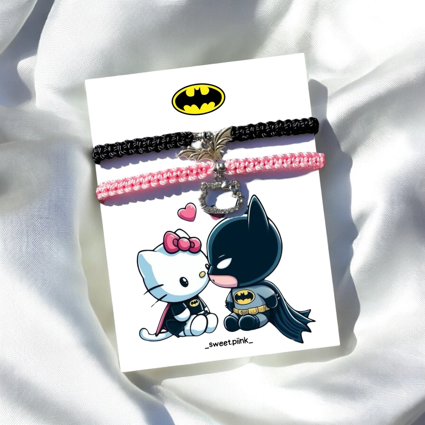Pulseras Tejidas Batman y Hello kitty