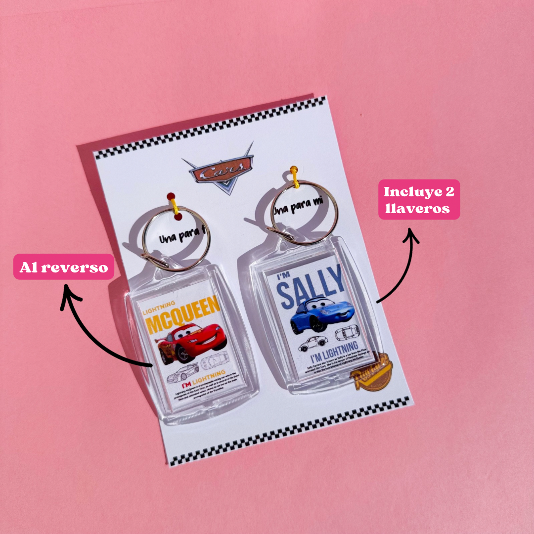 Llaveros Cars Disney + Tarjeta