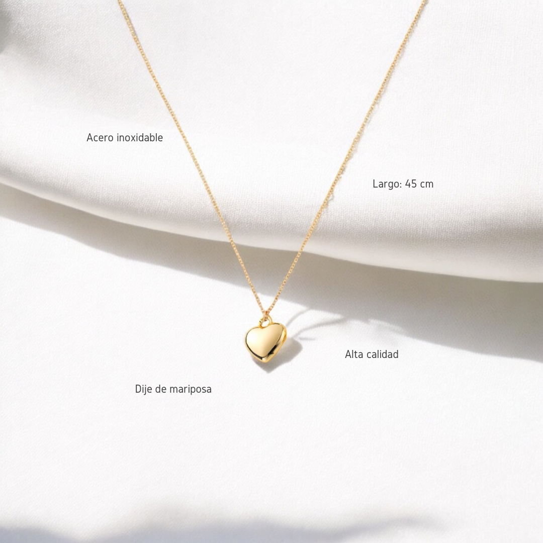Collar corazón gold + caja de regalo