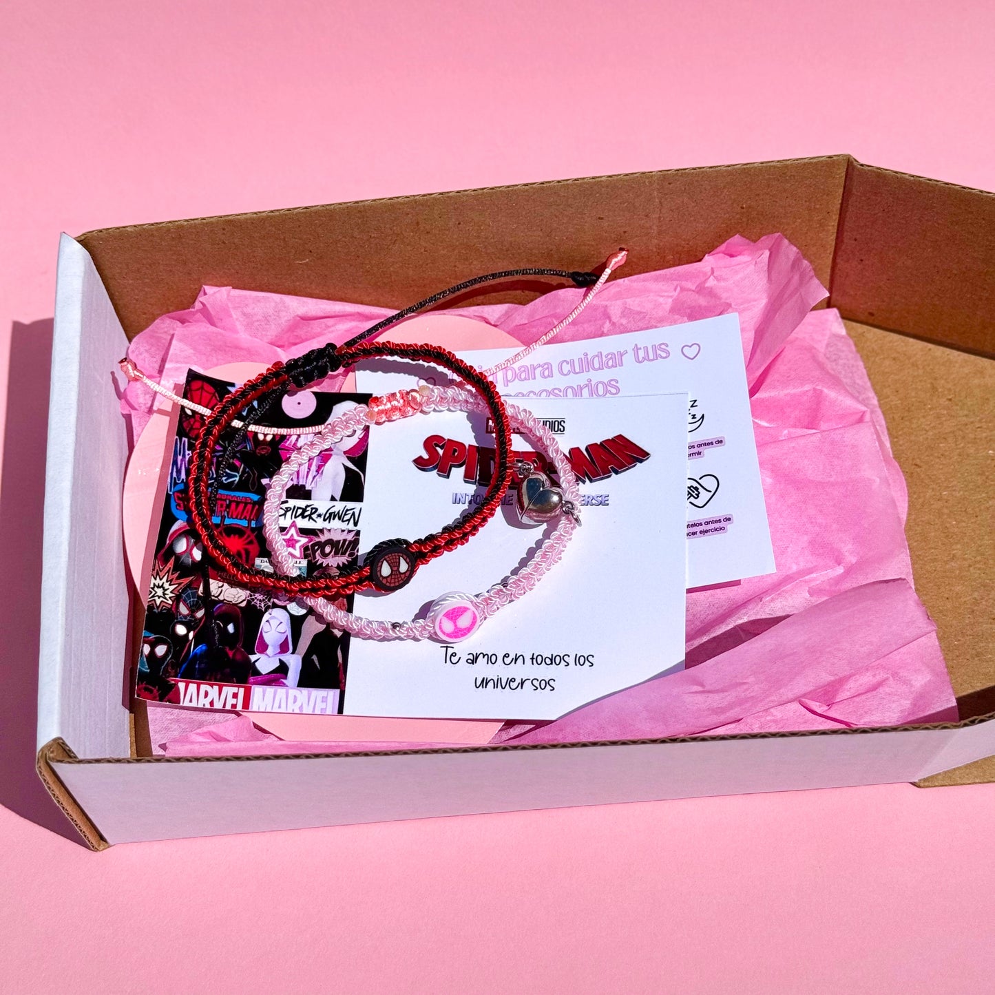 Pulseras Spiderman y Spidergwen + caja de regalo