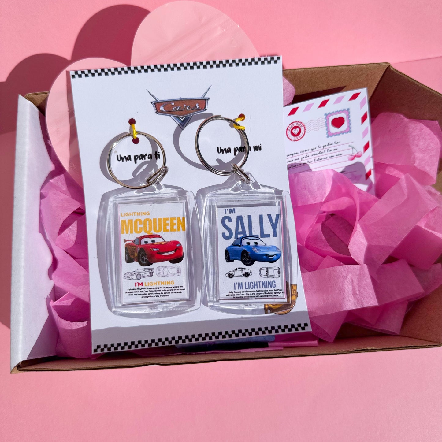 Llaveros Cars Disney + Tarjeta