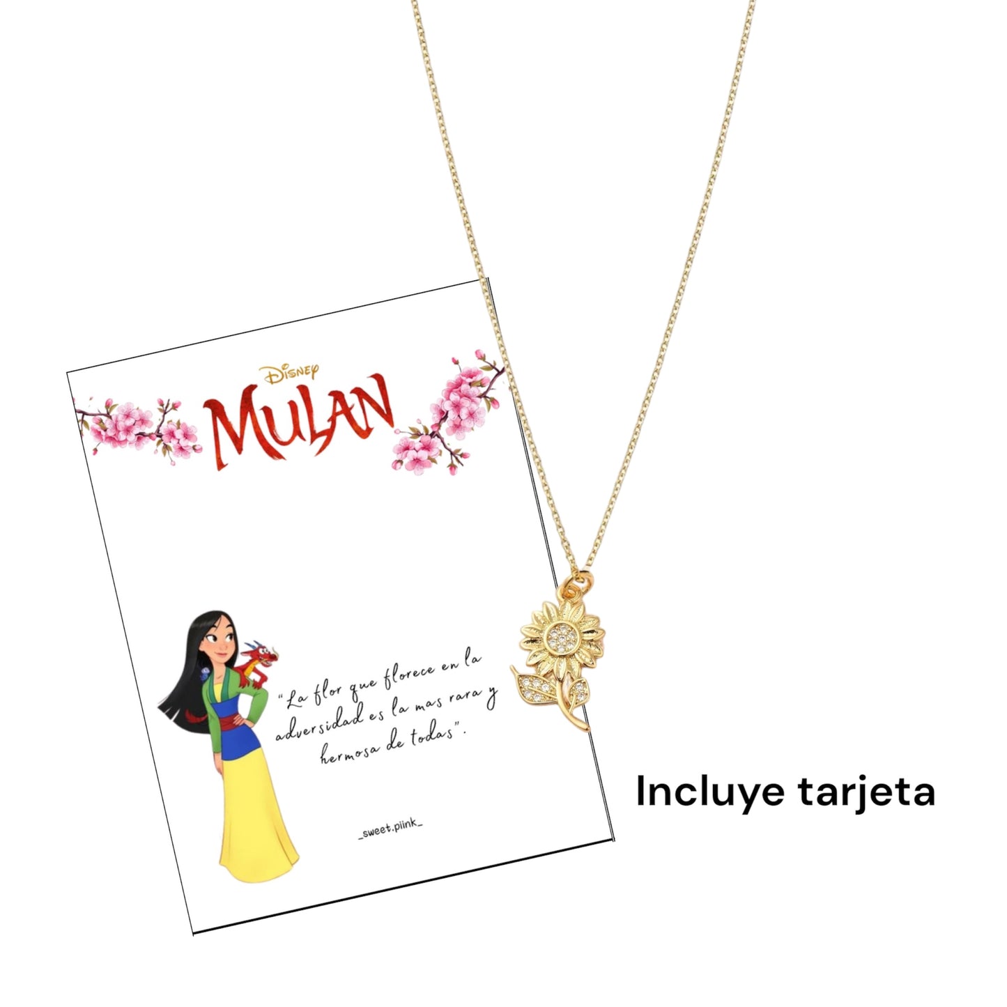 Cadena Mulan Disney + caja regalo