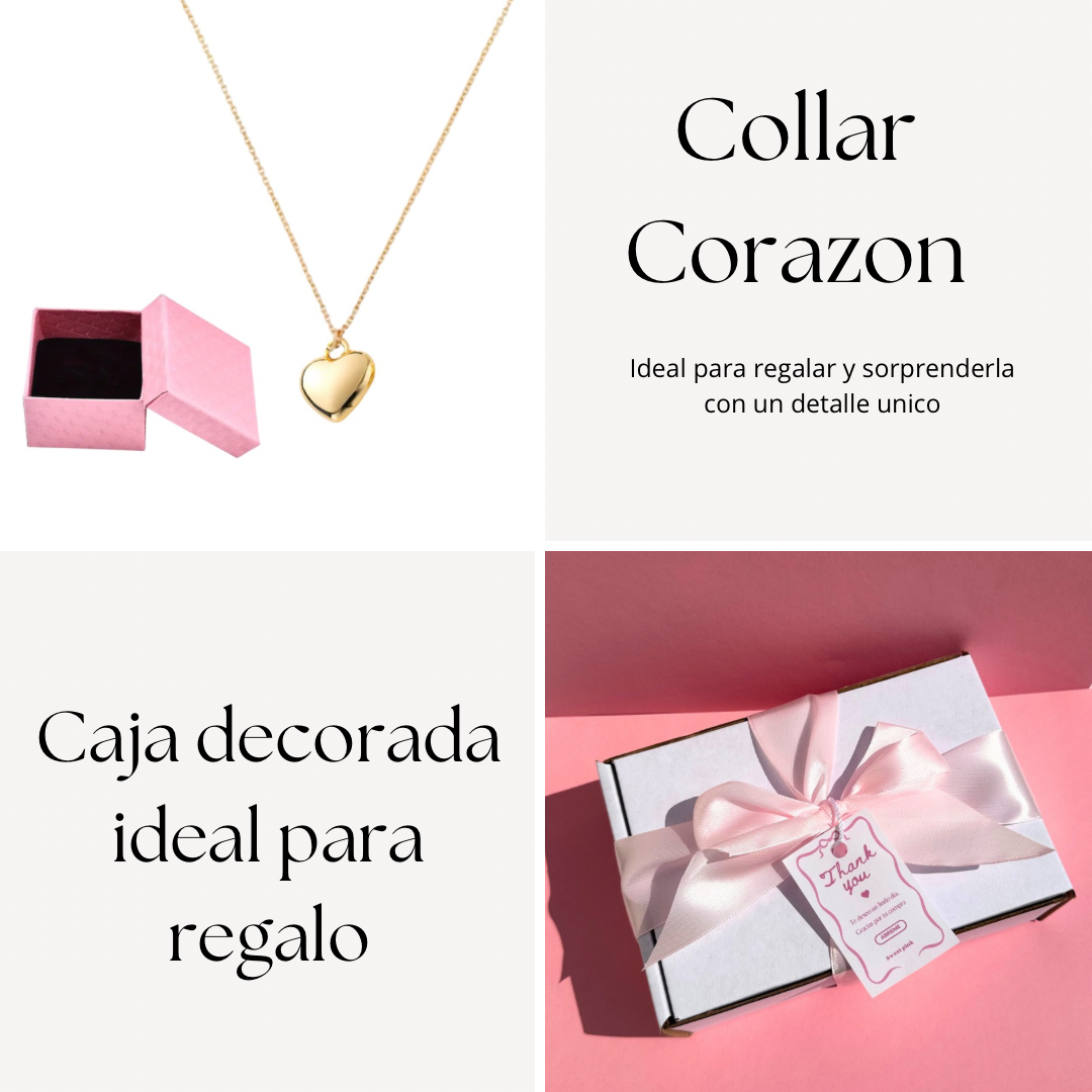 Collar corazón gold + caja de regalo