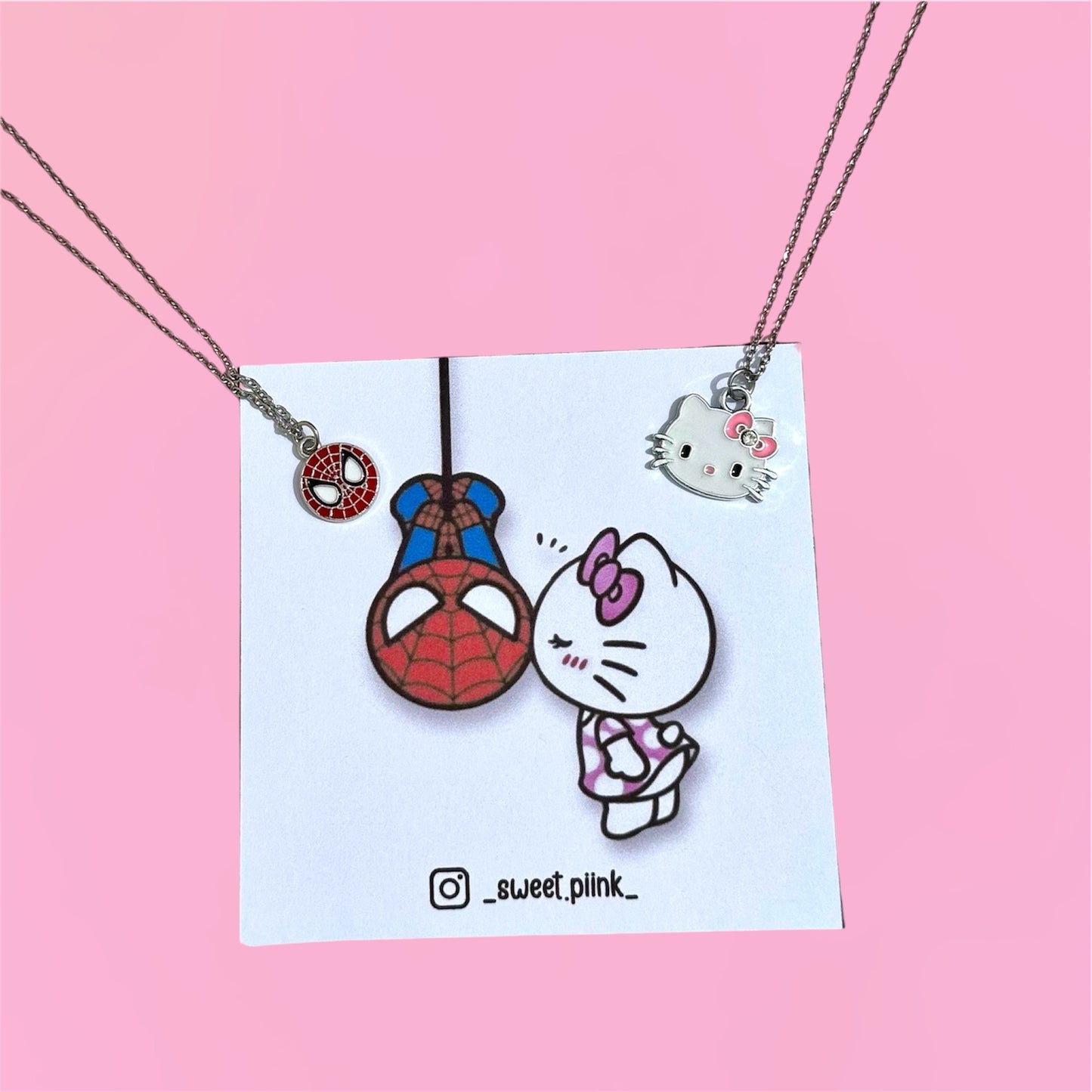 Set Cadenas Spiderman y Hello kitty + caja