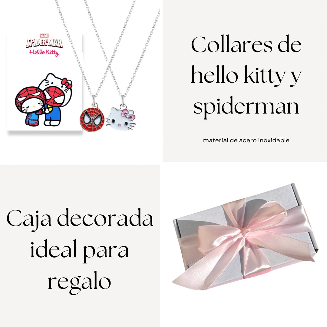 Set Cadenas Spiderman y Hello kitty + caja
