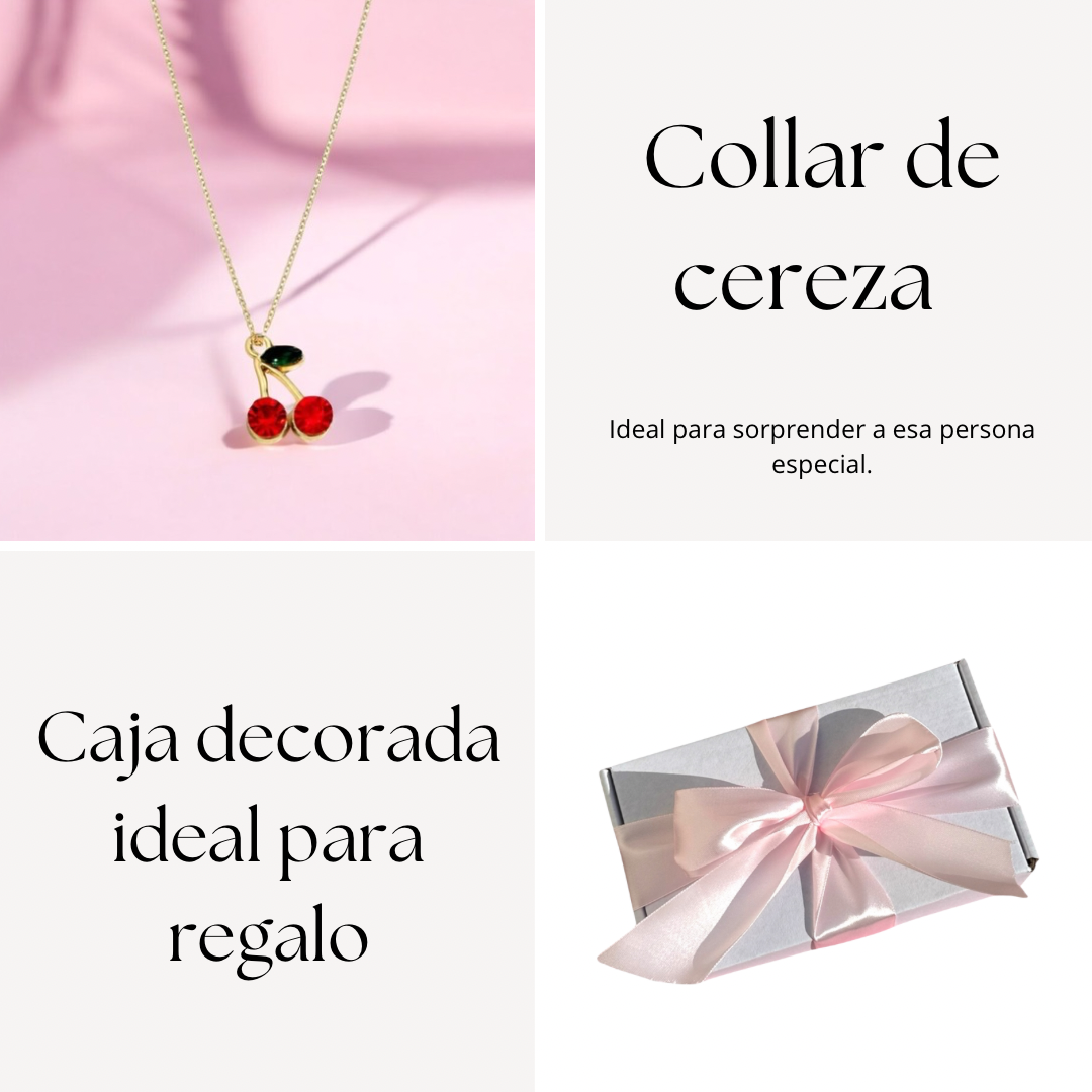 Collar cherry + caja de regalo