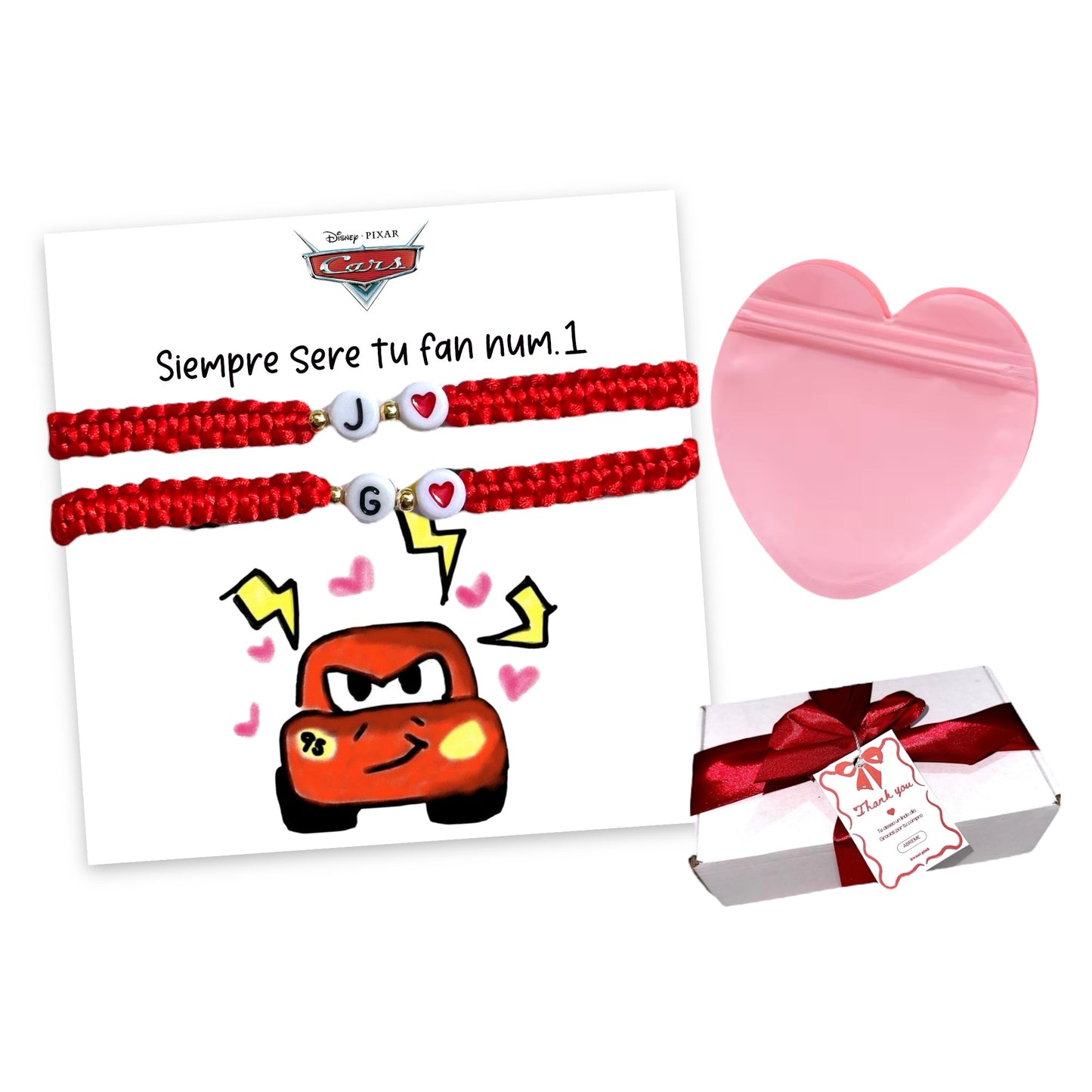 Pulseras tejidas cars + caja de regalo