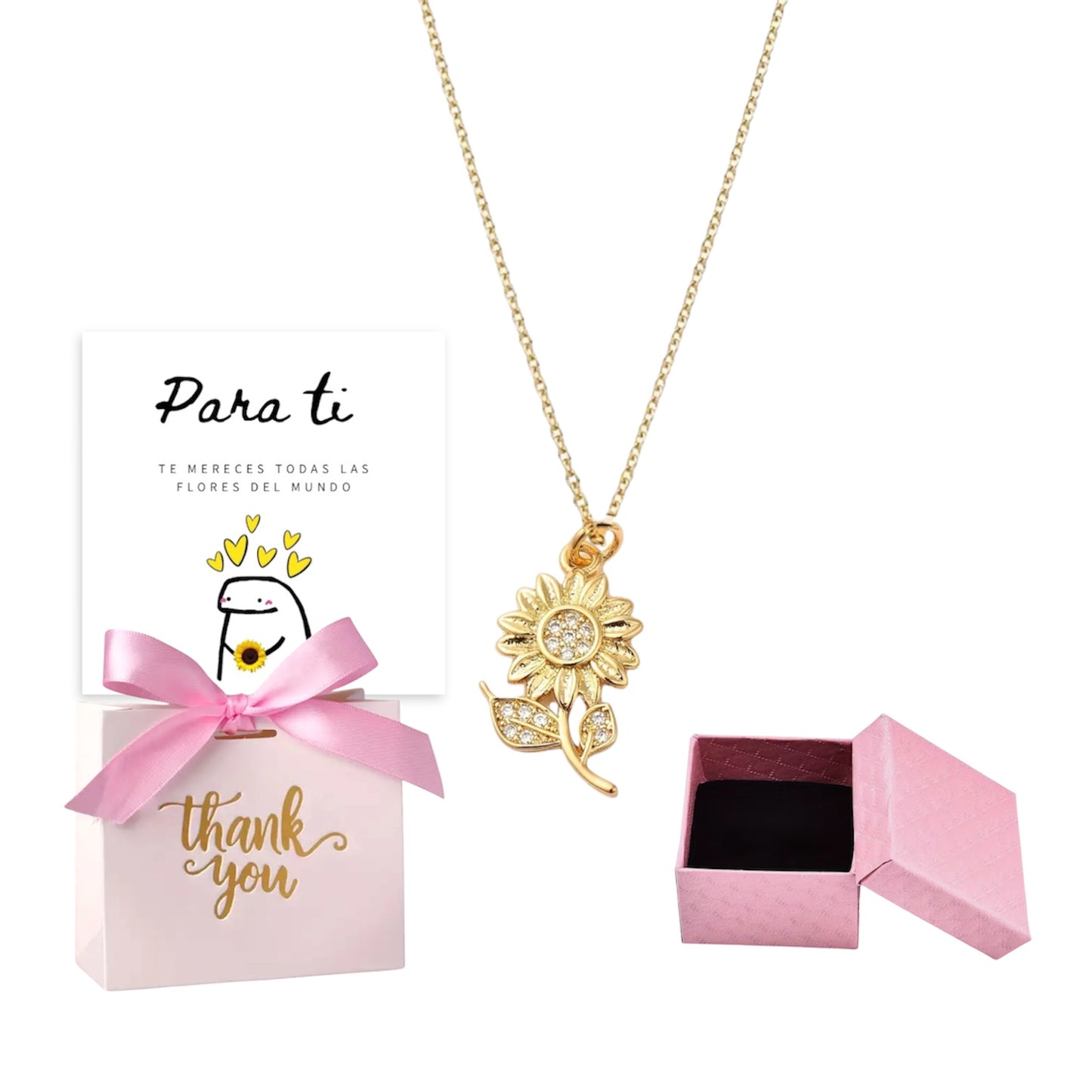 Collar flor amarilla + bolsita de regalo