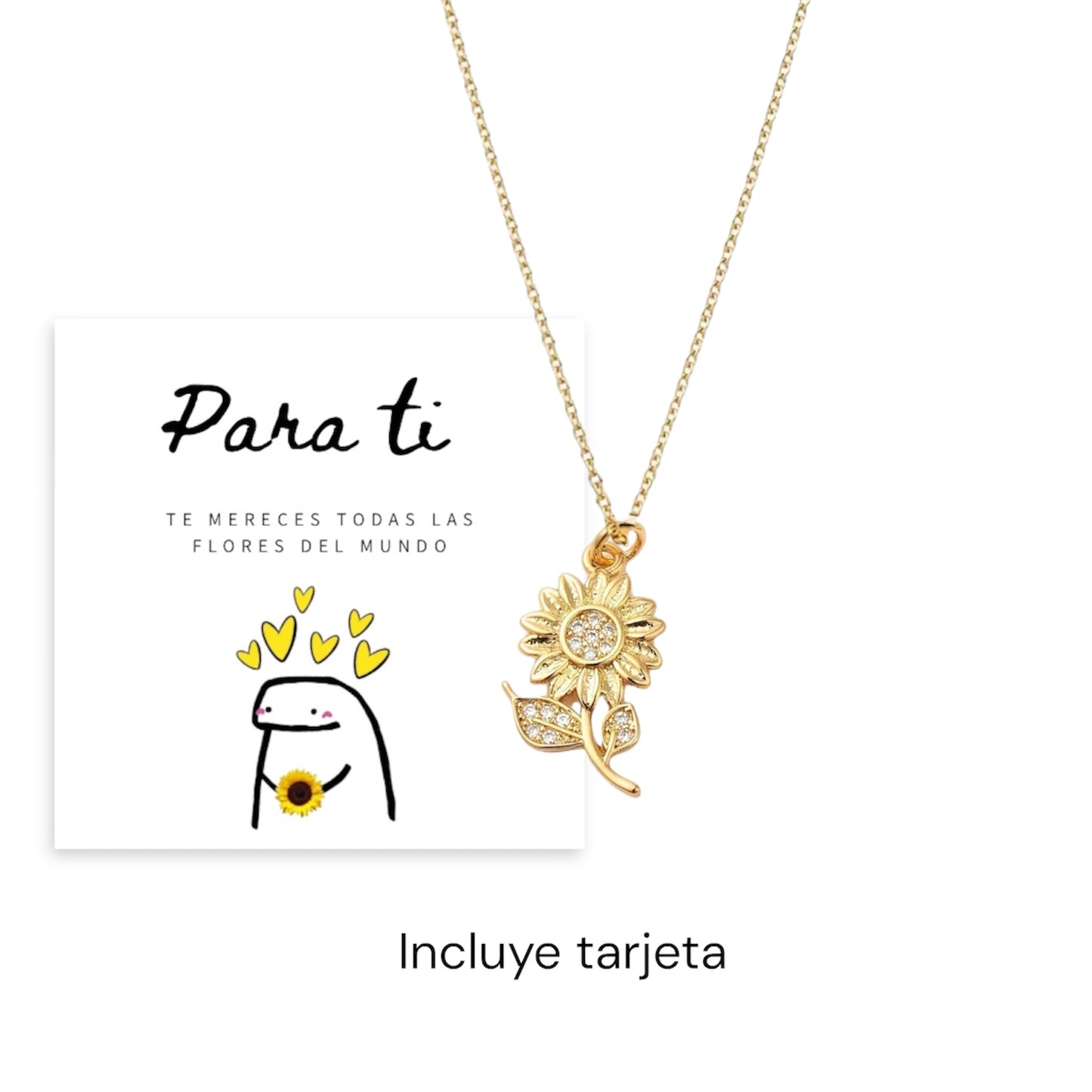 Collar flor amarilla + bolsita de regalo