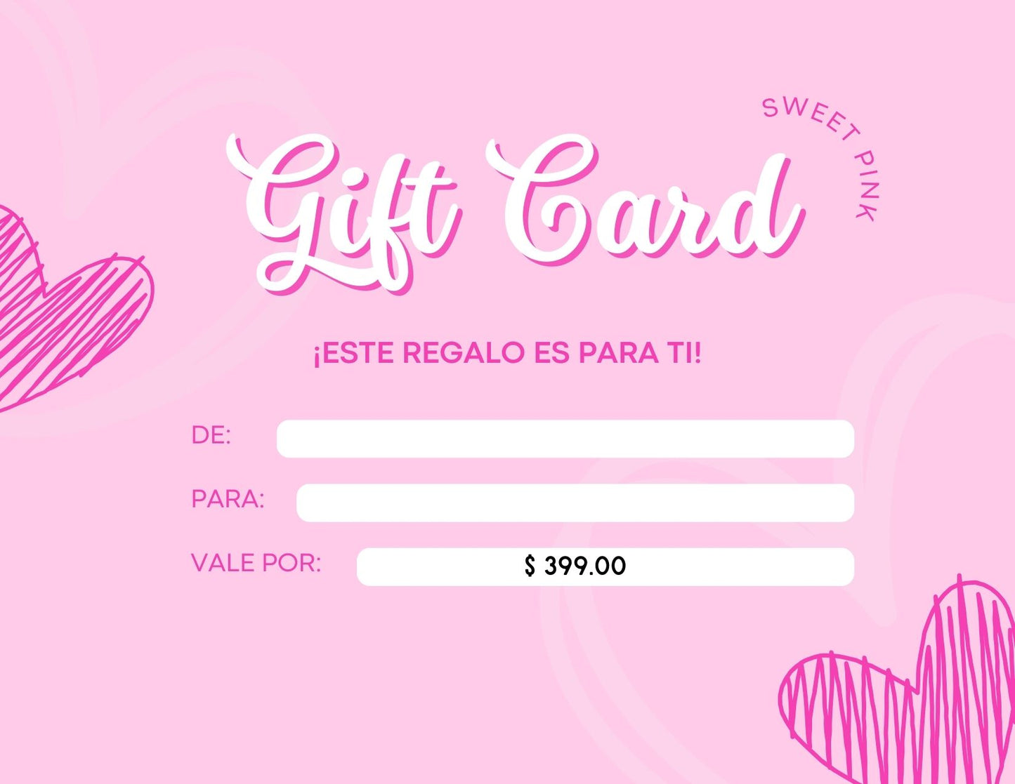 Tarjeta de regalo Sweet Pink