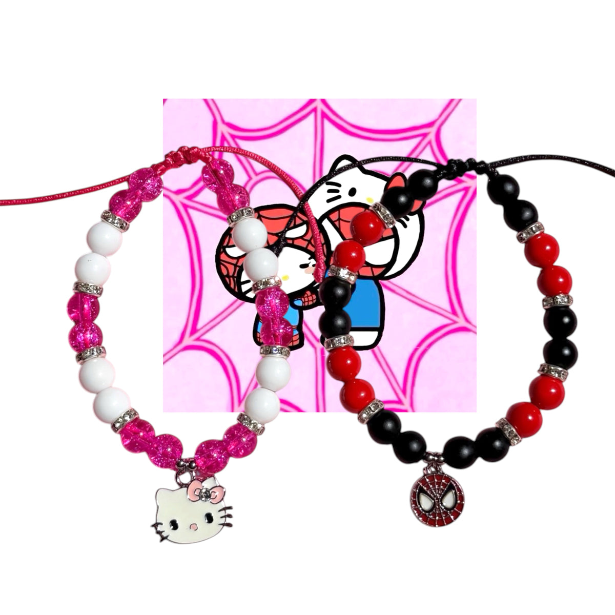 Set Pulseras Spiderman & hello kitty Cutie