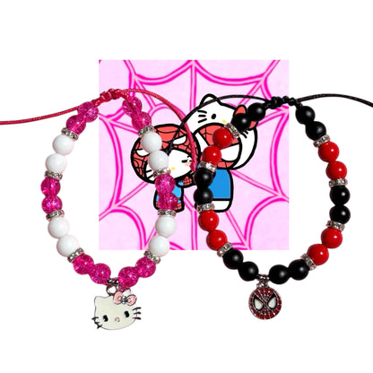 Set Pulseras Spiderman & hello kitty Cutie