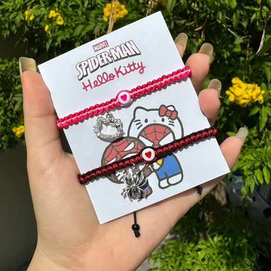 Set Pulseras Tejidas Hello Kitty x Spiderman