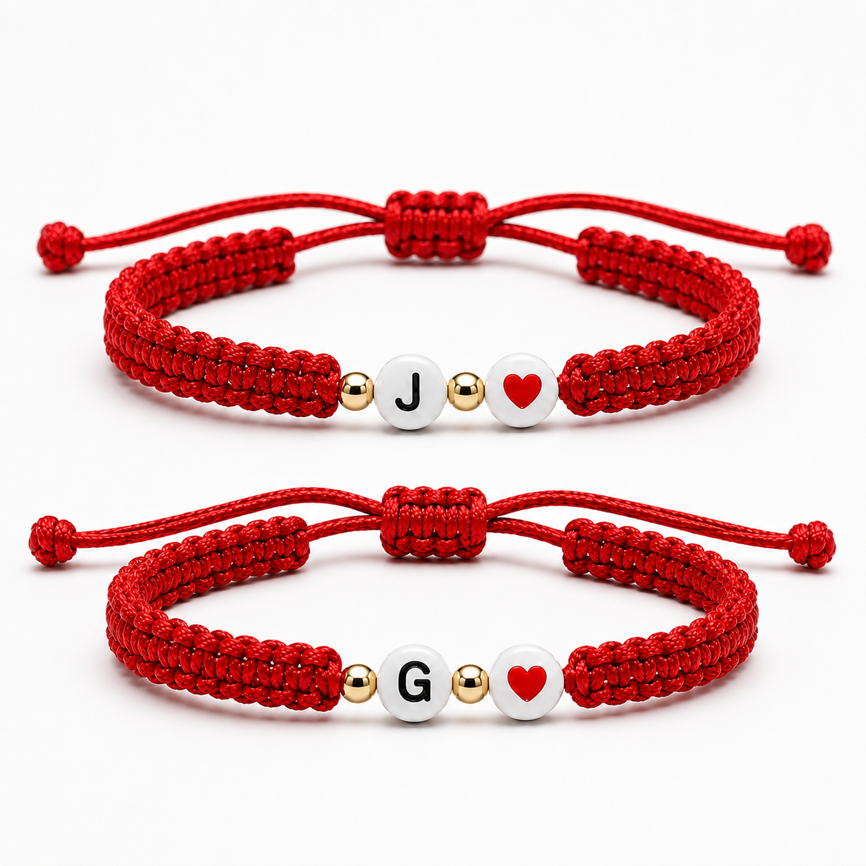 Set Pulseras Iniciales Tejidas Cars red