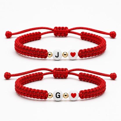 Set Pulseras Iniciales Tejidas Cars red