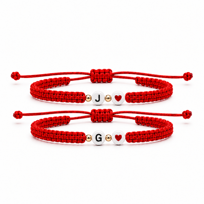 Set Pulseras Iniciales Tejidas Cars red
