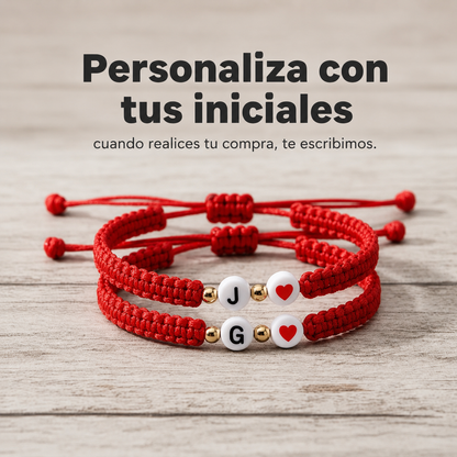Set Pulseras Iniciales Tejidas Cars red