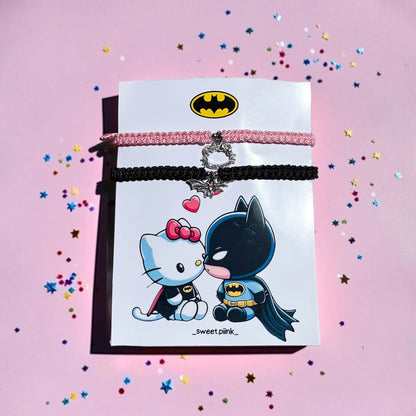 Set Pulseras Tejidas Batman y Hello kitty