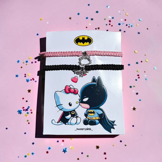 Set Pulseras Tejidas Batman y Hello kitty