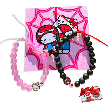 Set Pulseras Spider & Kitty Love
