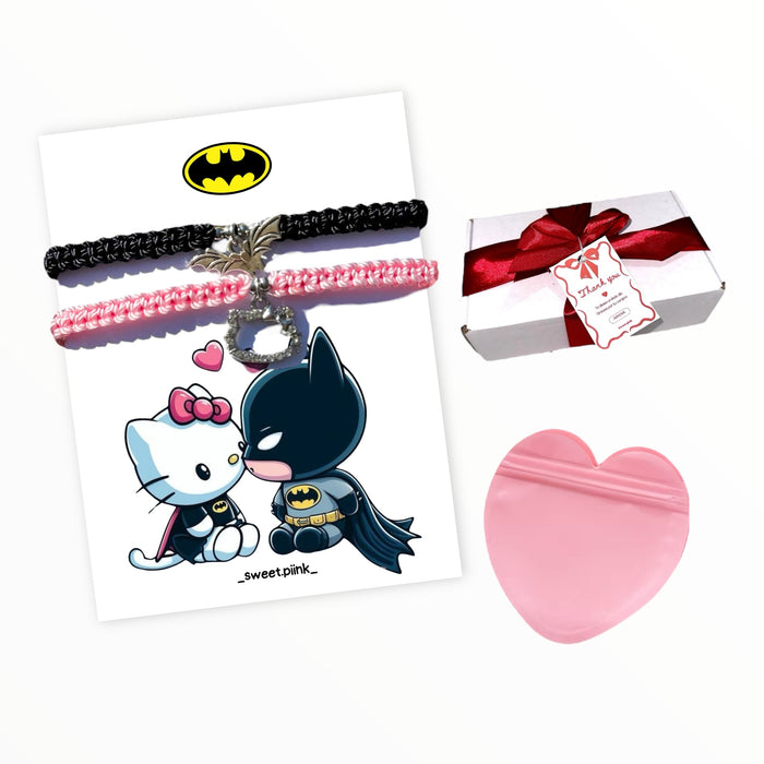 Set Pulseras Tejidas Batman y Hello kitty