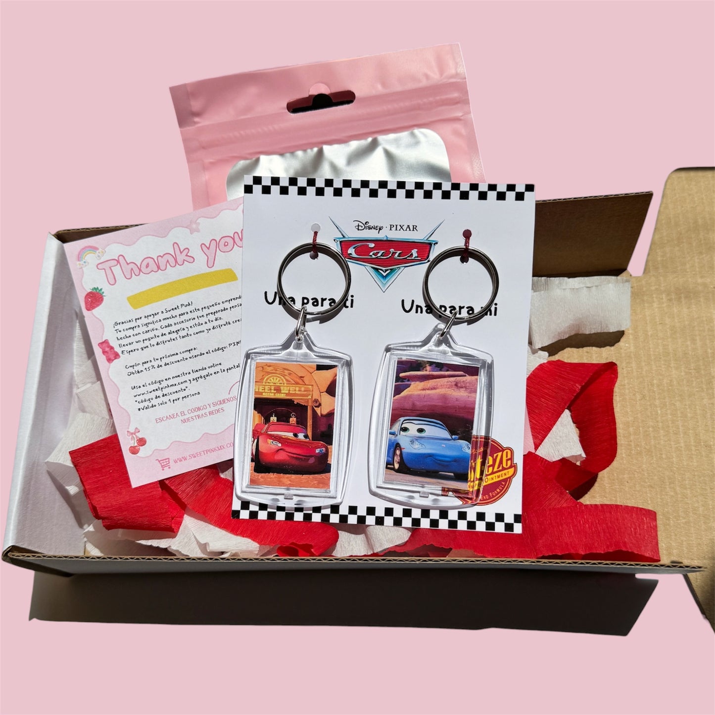 Llaveros Cars Disney + Tarjeta