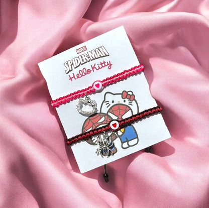 Set Pulseras Tejidas Hello Kitty x Spiderman