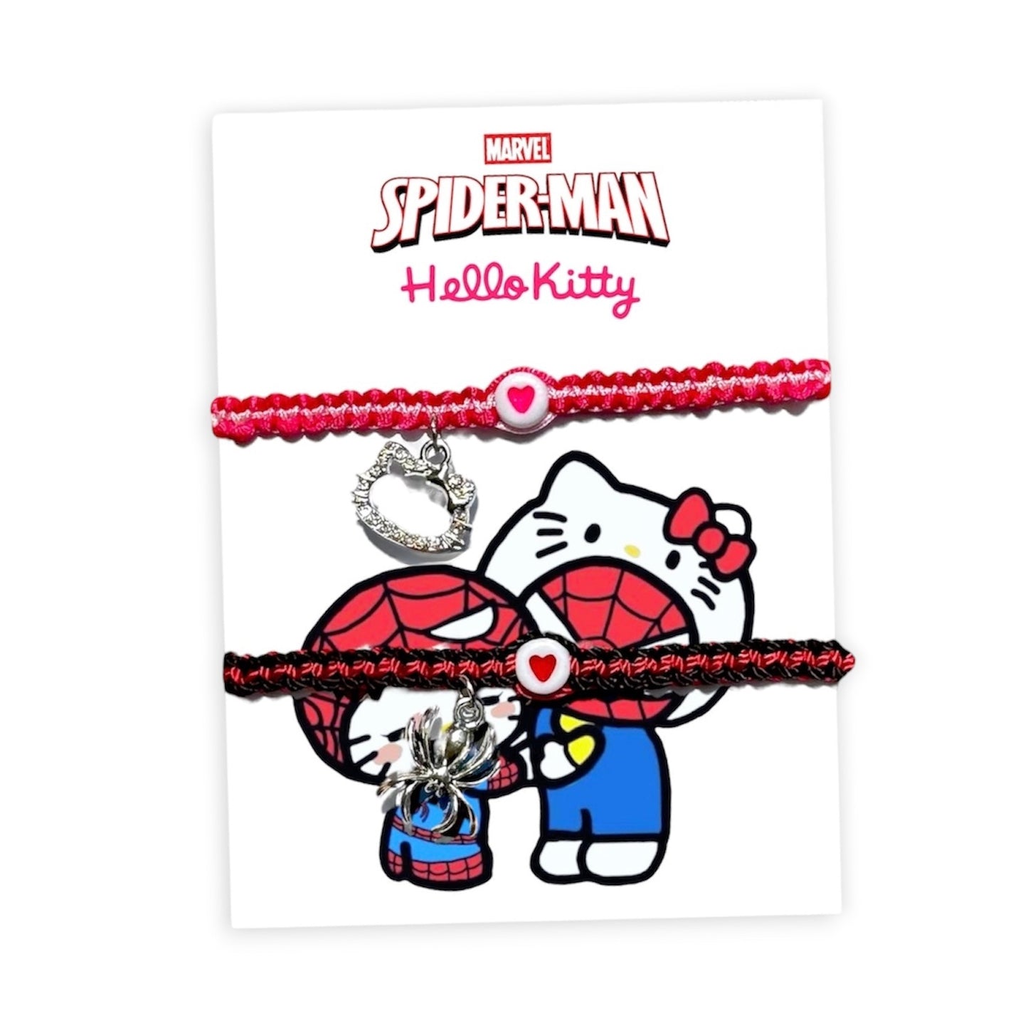 Set Pulseras Tejidas Hello Kitty x Spiderman