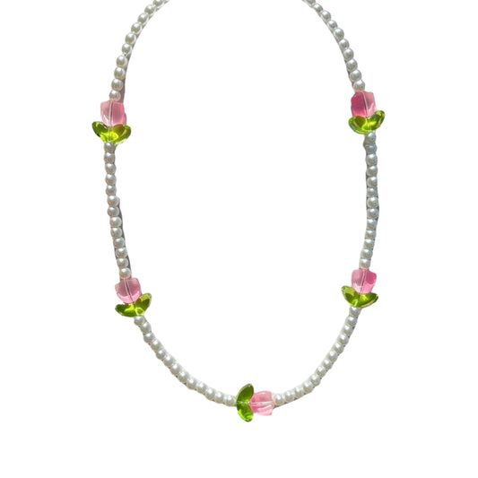 Collar Tulipánes en Perlas