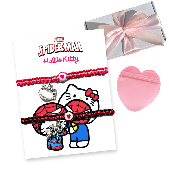 Set Pulseras Tejidas Hello Kitty x Spiderman Love