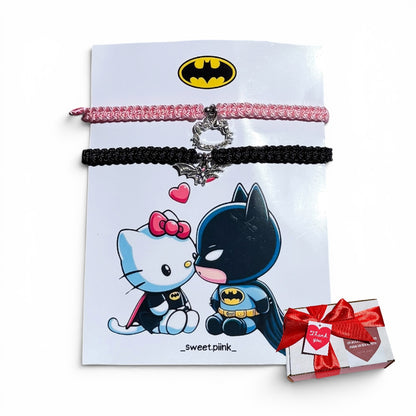 Set Pulseras Tejidas Batman y Hello kitty