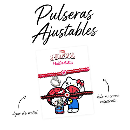Set Pulseras Tejidas Hello Kitty x Spiderman