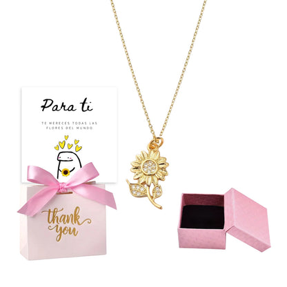 Collar flor amarilla + bolsita de regalo