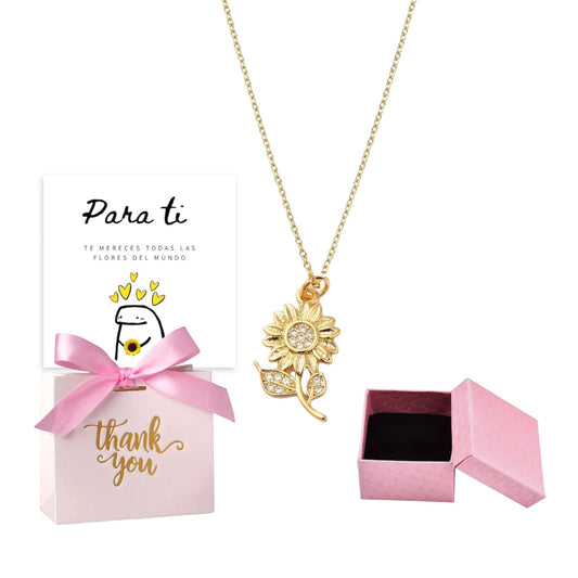 Collar flor amarilla + bolsita de regalo