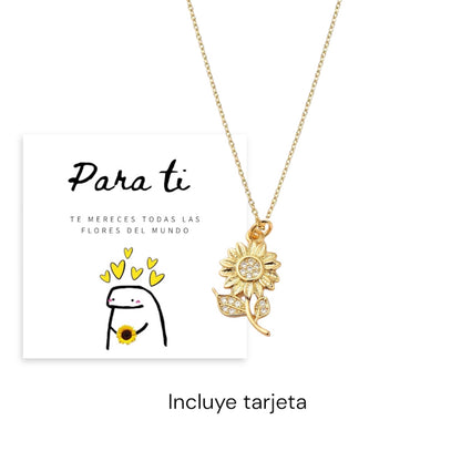 Collar flor amarilla + bolsita de regalo