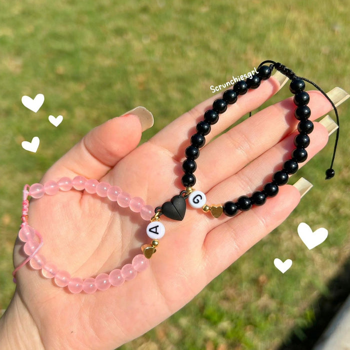 Set Pulseras Iniciales Love Magnetic